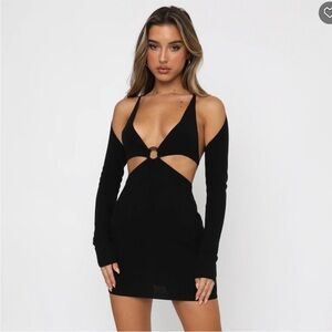 White Fox Boutique Black Cut-Out Knit Mini Dress